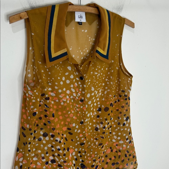 CABI Cheers Semi Sheer Sleeveless Blouse Retro Office Size XS - Picture 9 of 16